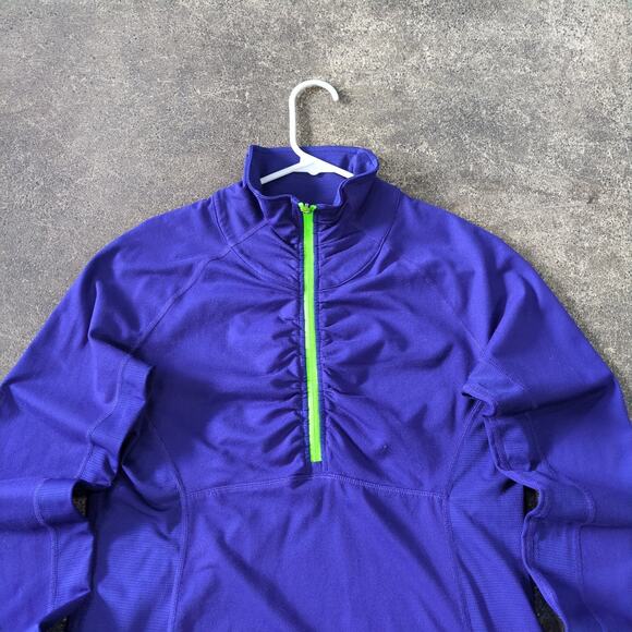 Adidas Climalite Athletic Top Womens M Blue Pullover 1/4 Zip Mock Neck Stretch - Picture 2 of 8